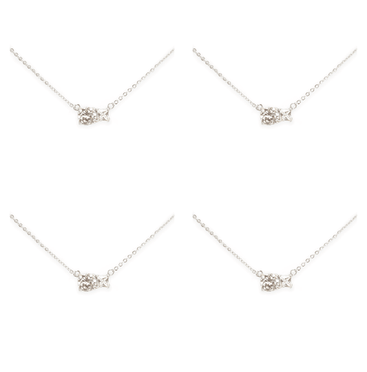 Paired Prong Set CZ Necklace - Bridal Bundle