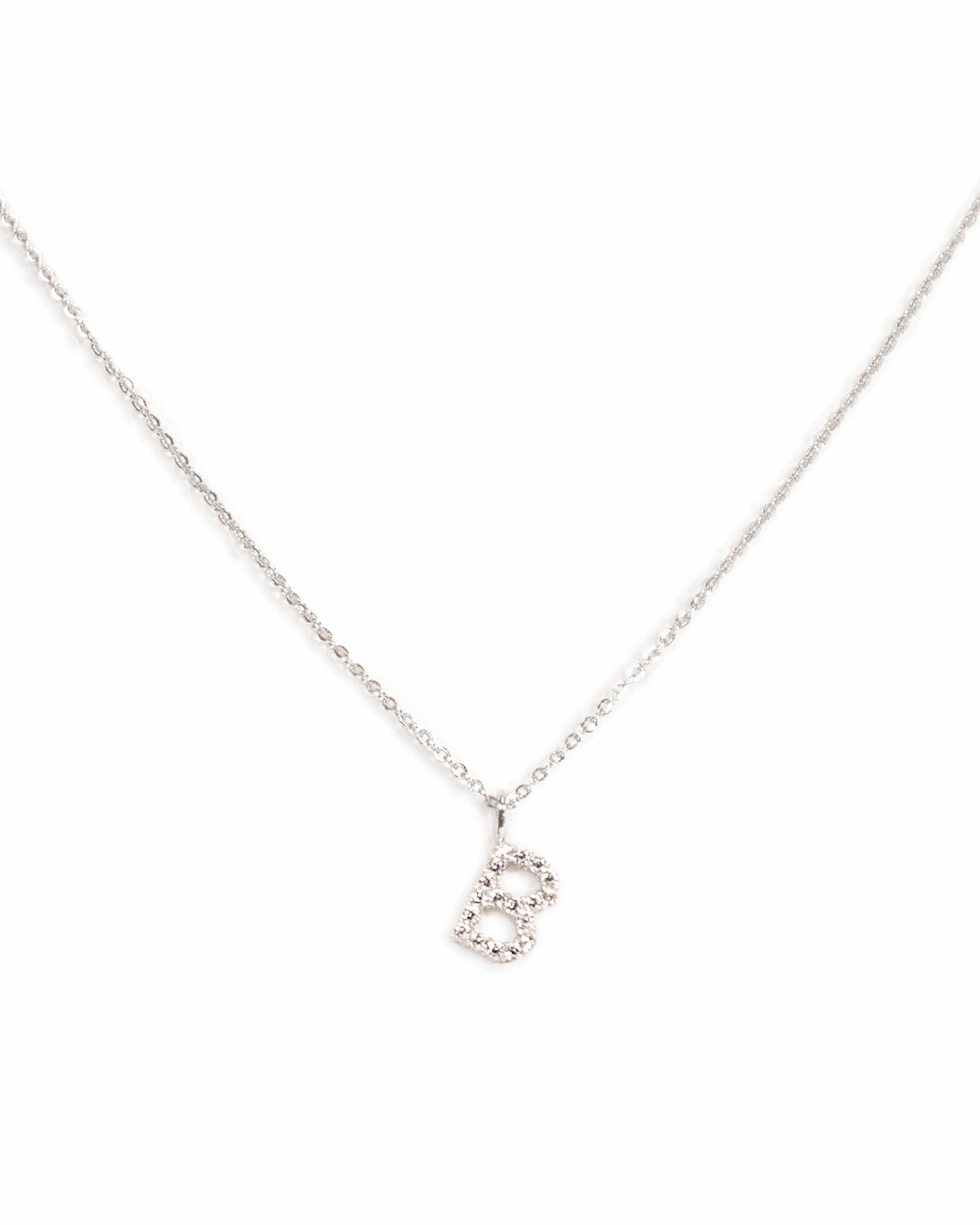 Pavé Initial Necklace - Silver