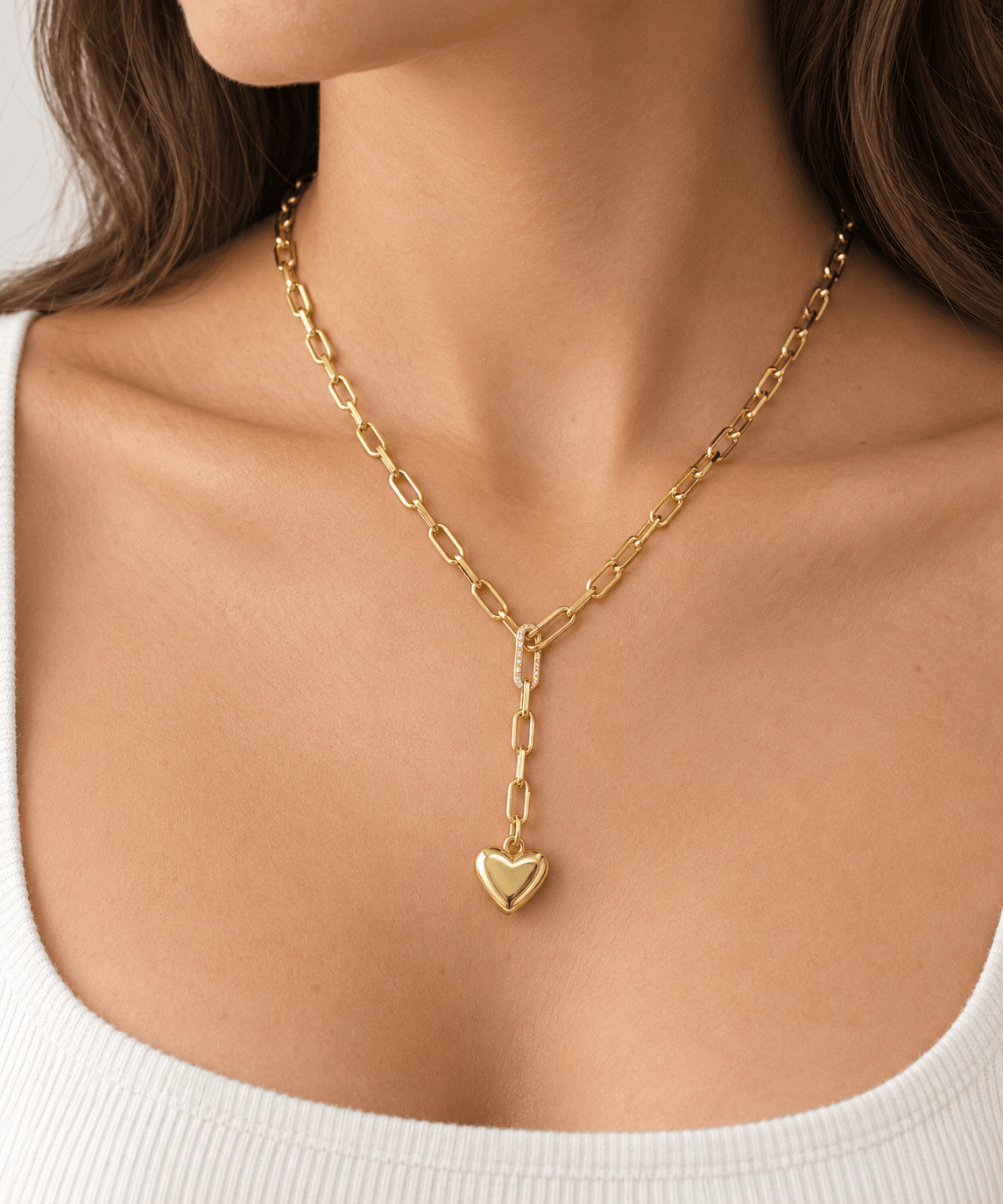 Sculpted Heart Lariat Necklace