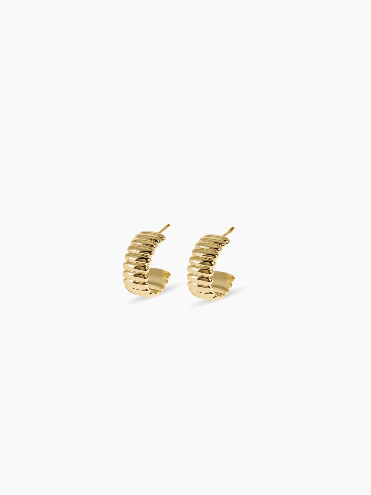 Demi-Fine Ribbed Huggie Hoop Earrings