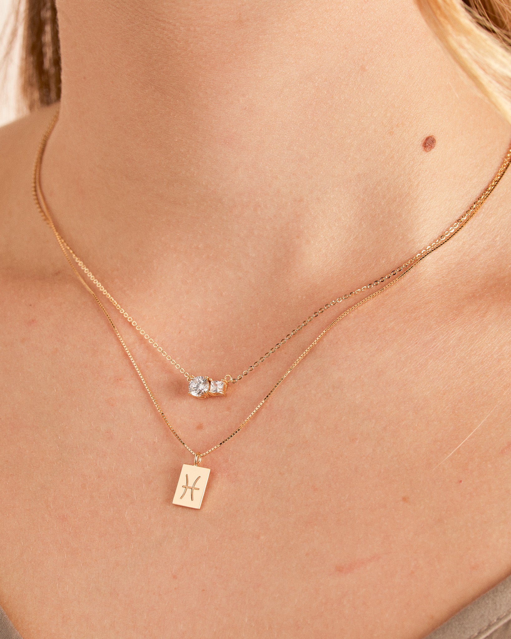 Paired Prong Set CZ Necklace