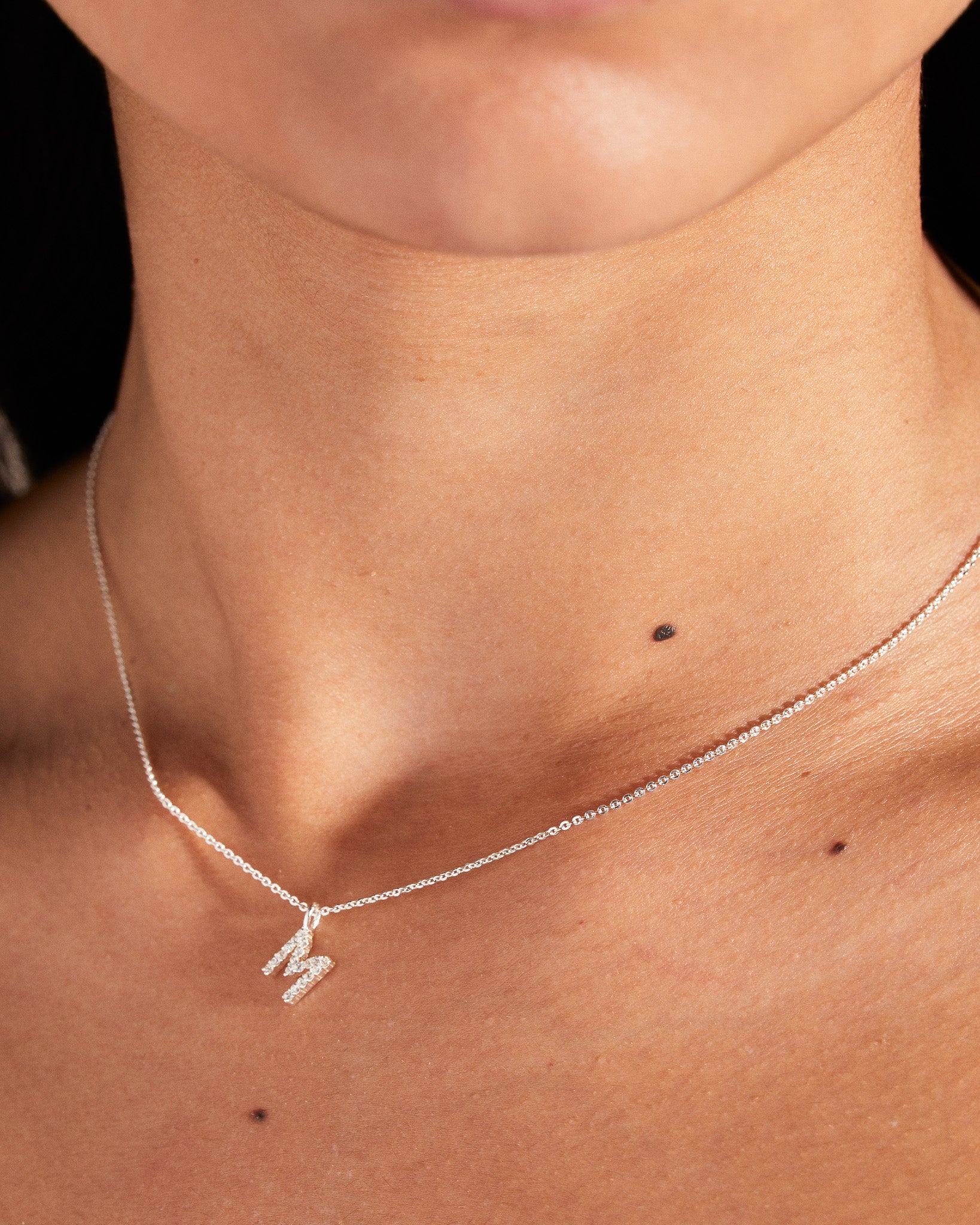 Pavé Initial Necklace - Silver