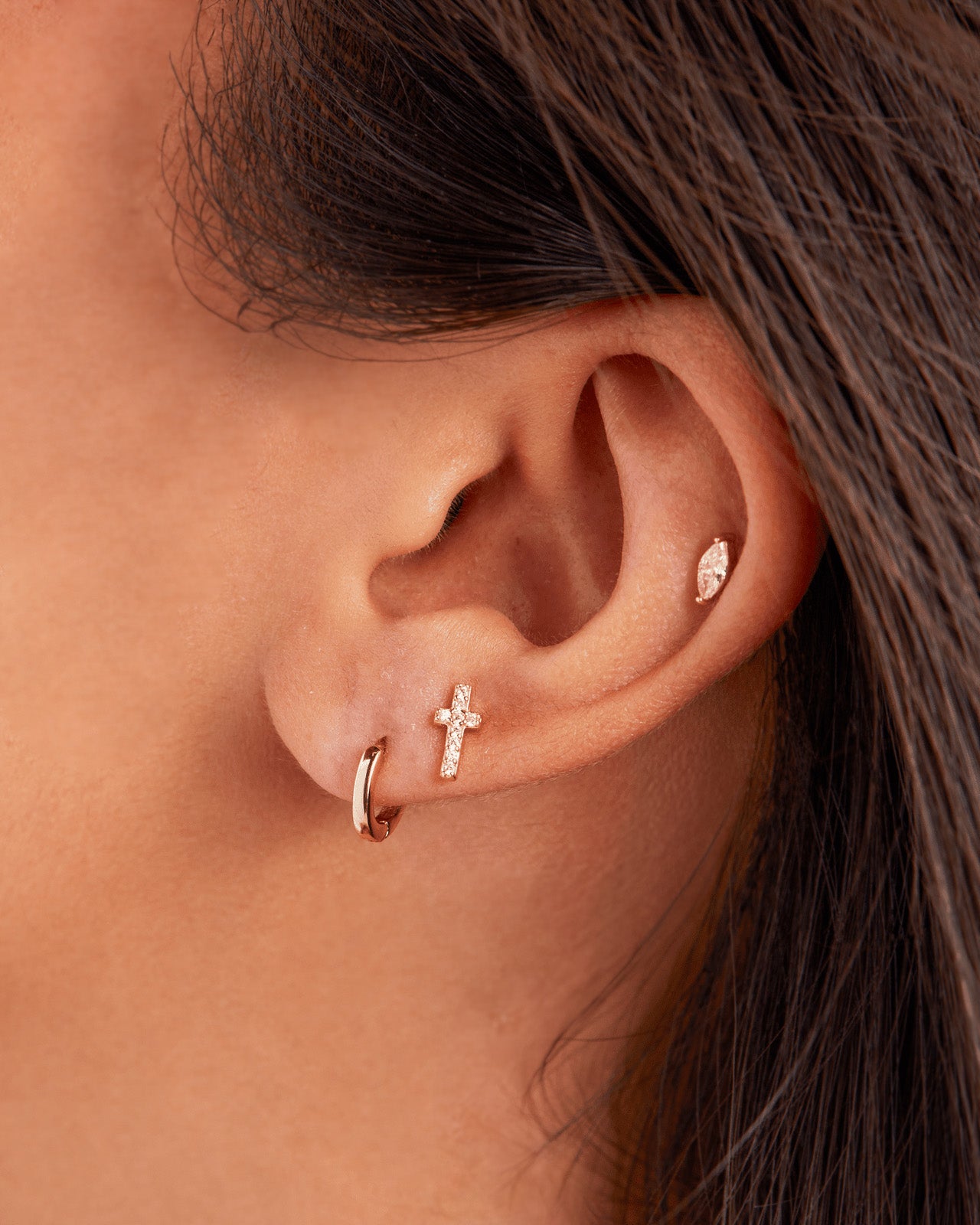Golden Trio Cross Earring Stud Pack