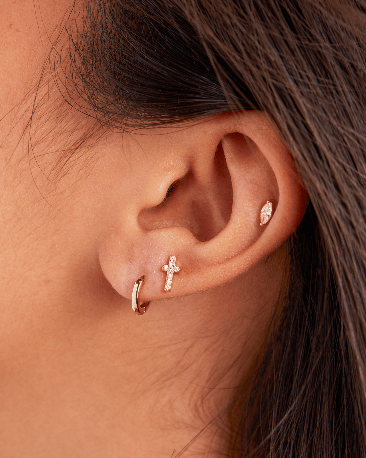 Golden Trio Cross Earring Stud Pack