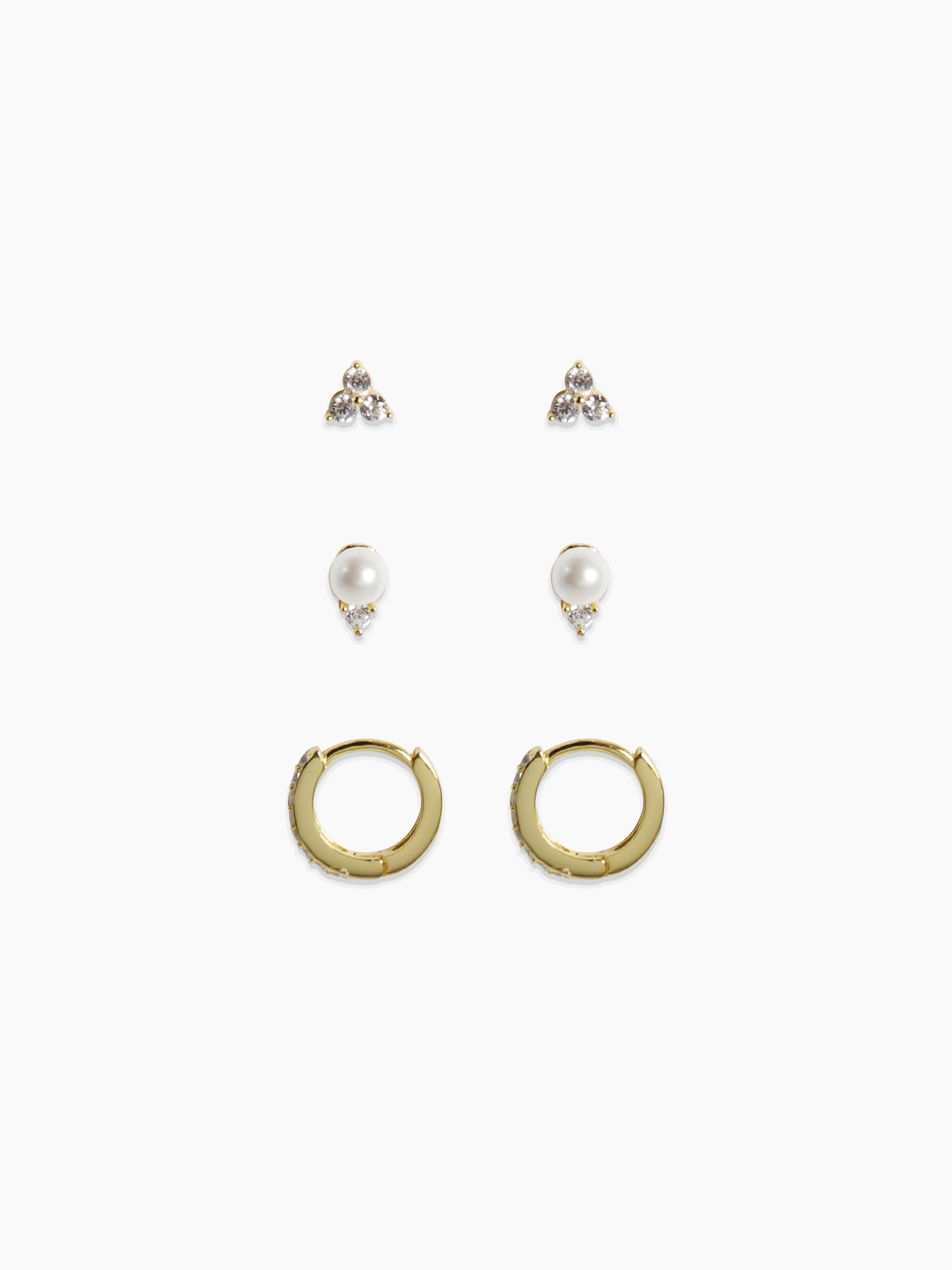 Golden Trio Pearl Earring Stud Pack