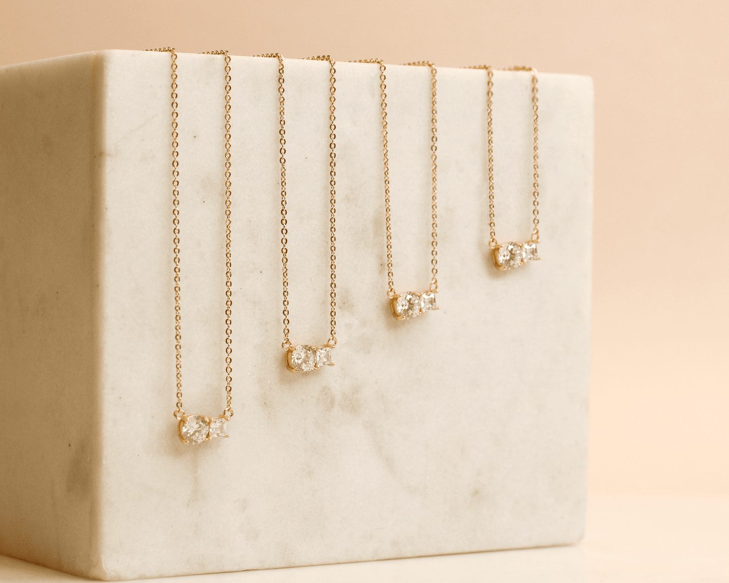 Paired Prong Set CZ Necklace - Bridal Bundle