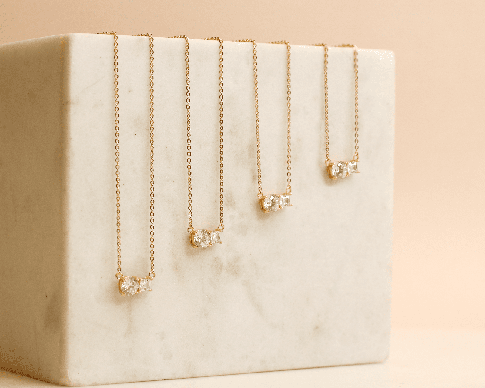 Paired Prong Set CZ Necklace - Bridal Bundle