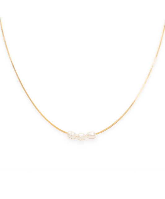 Petite Pearl & Chain Necklace