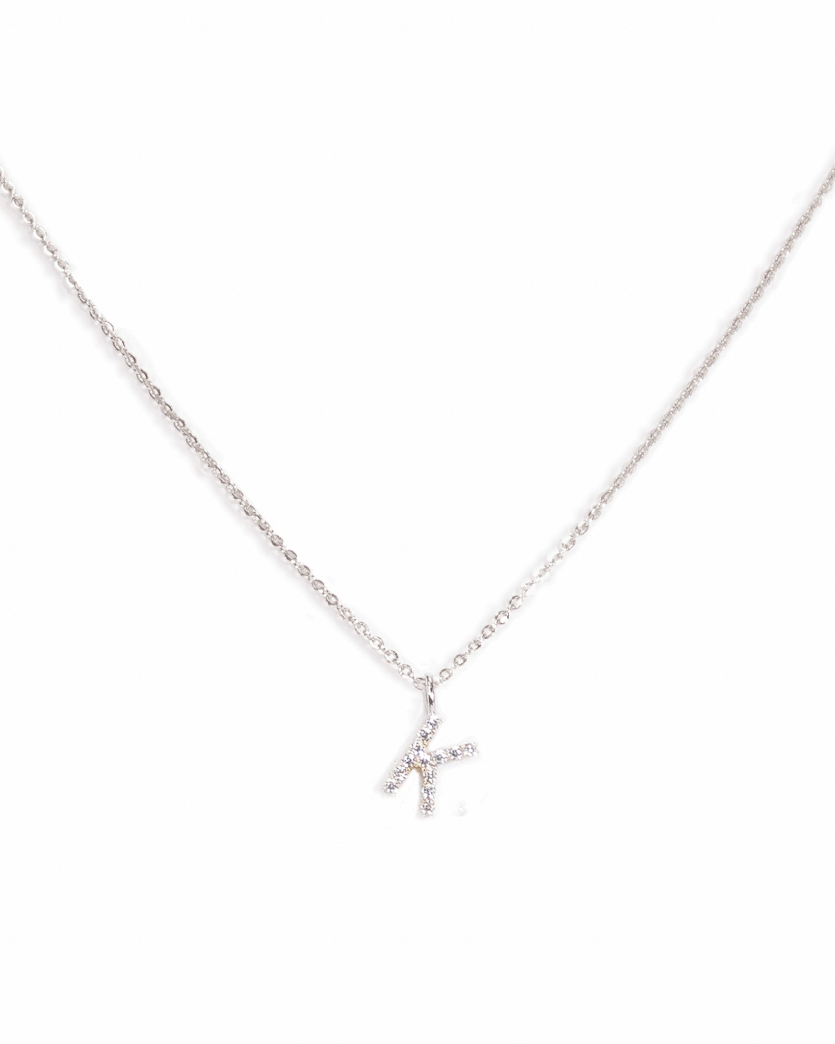 Pavé Initial Necklace - Silver