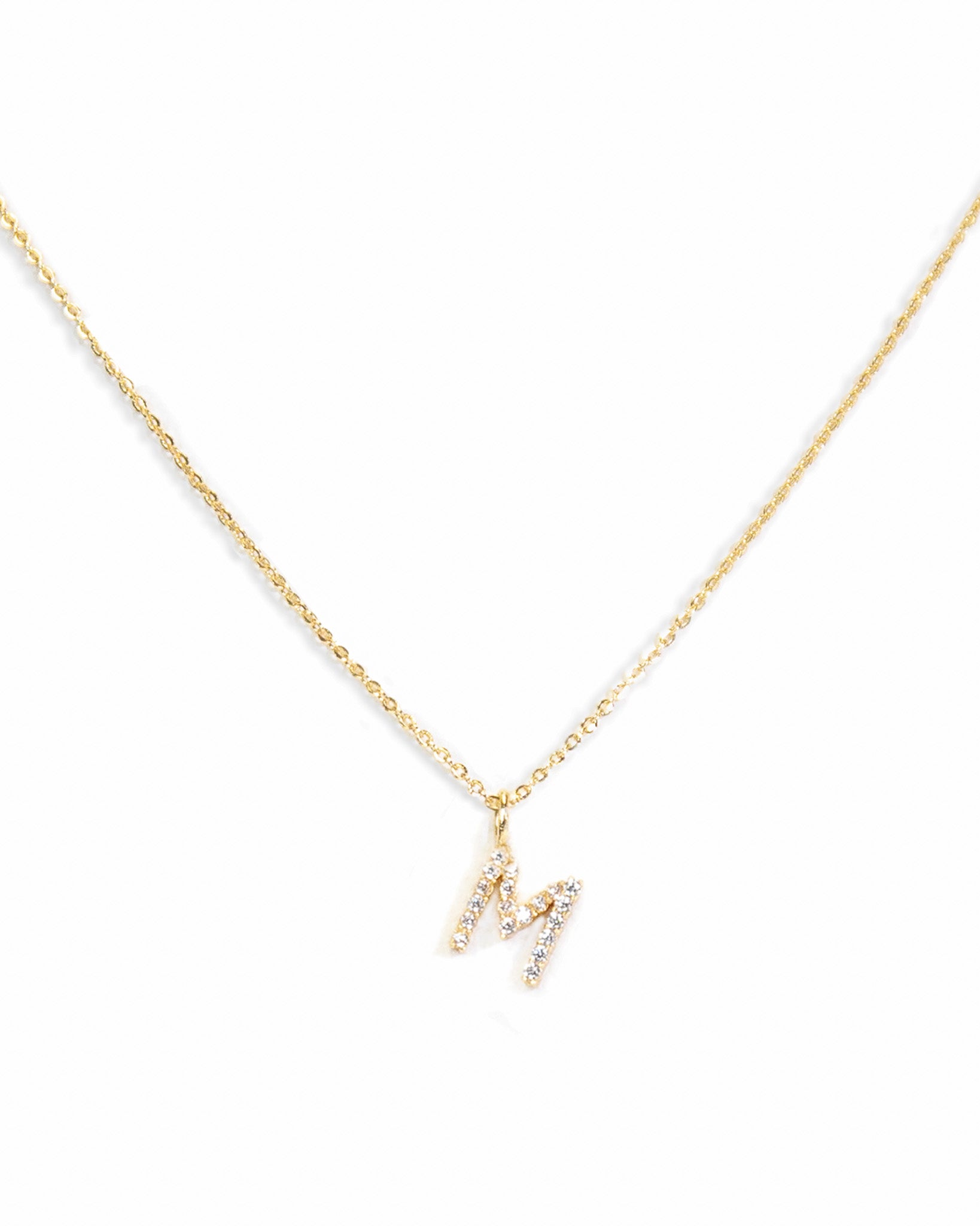 Pavé Initial Necklace - Gold