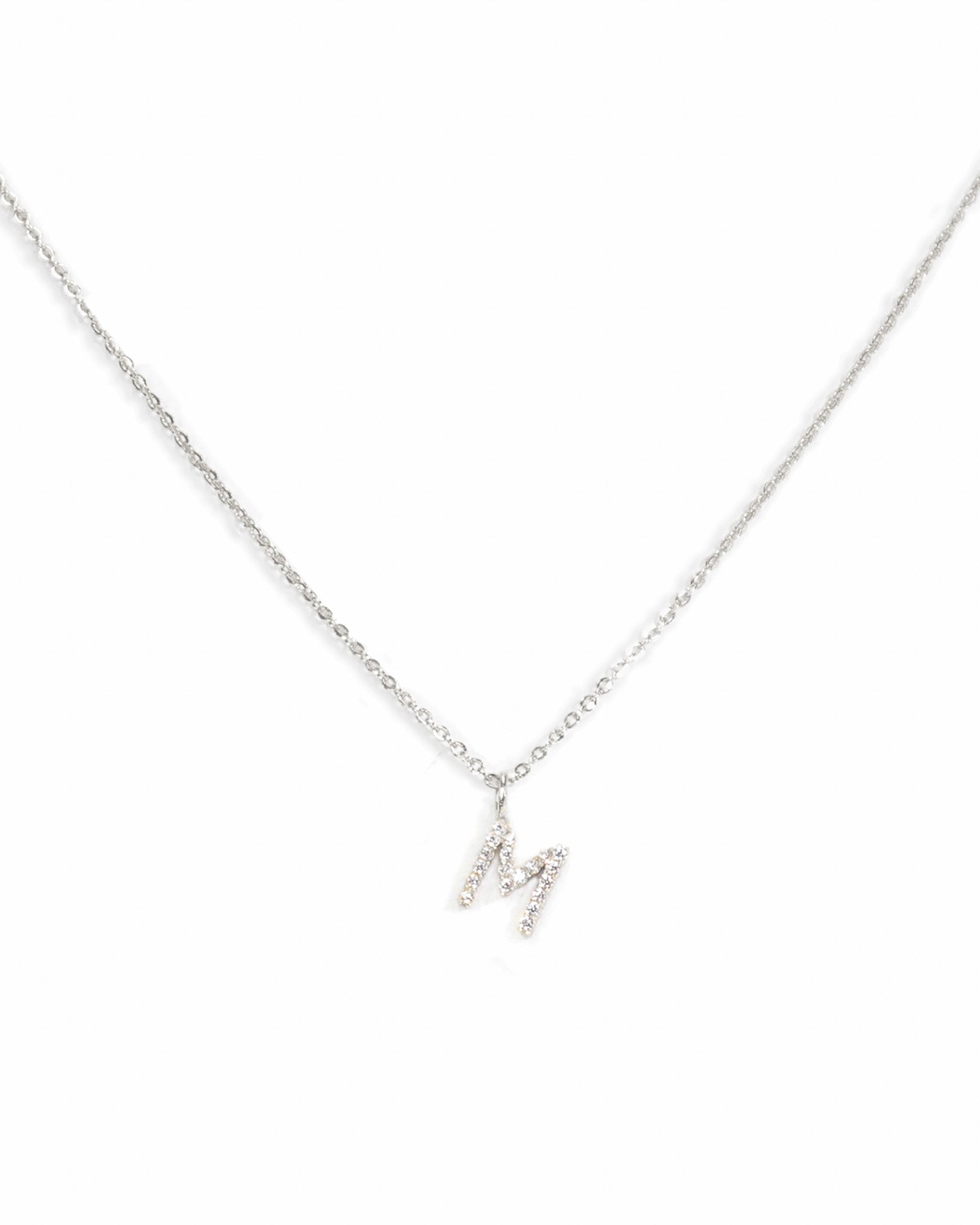 Pavé Initial Necklace - Silver