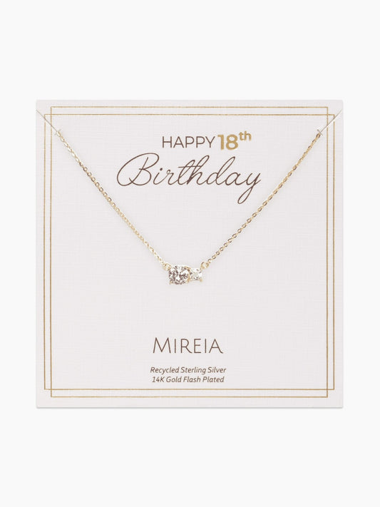 Paired Prong Set CZ Necklace - 18th Birthday