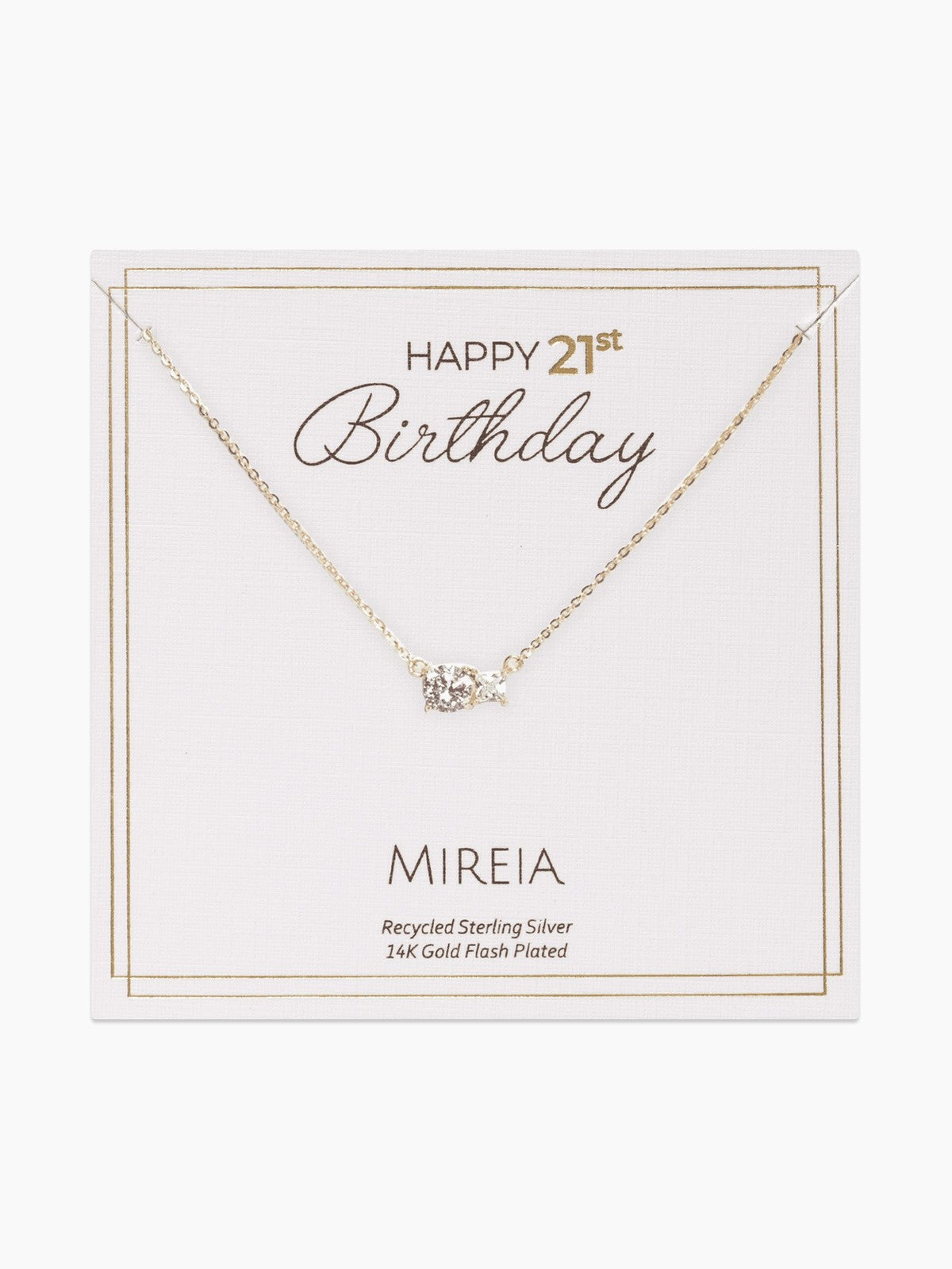 Paired Prong Set CZ Necklace - 21st Birthday