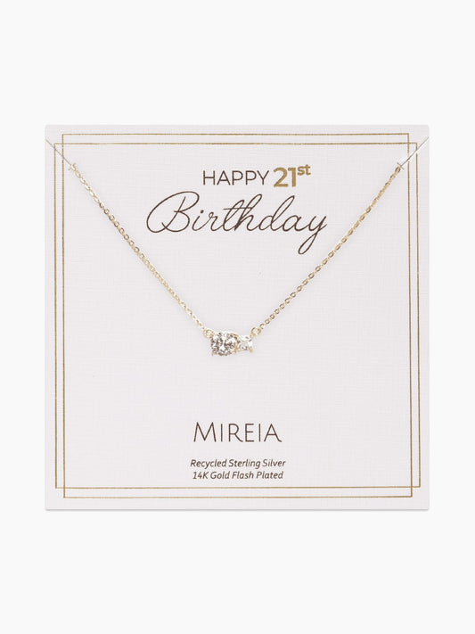 Paired Prong Set CZ Necklace - 21st Birthday