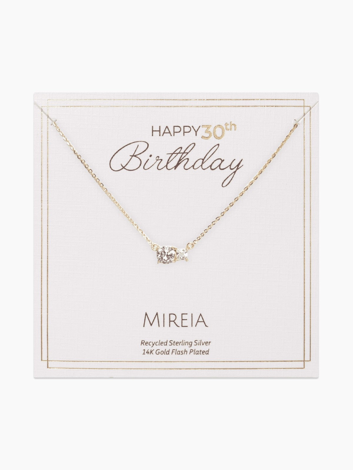 Paired Prong Set CZ Necklace - 30th Birthday