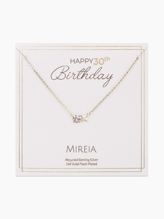 Paired Prong Set CZ Necklace - 30th Birthday