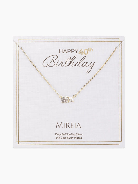 Paired Prong Set CZ Necklace - 40th Birthday