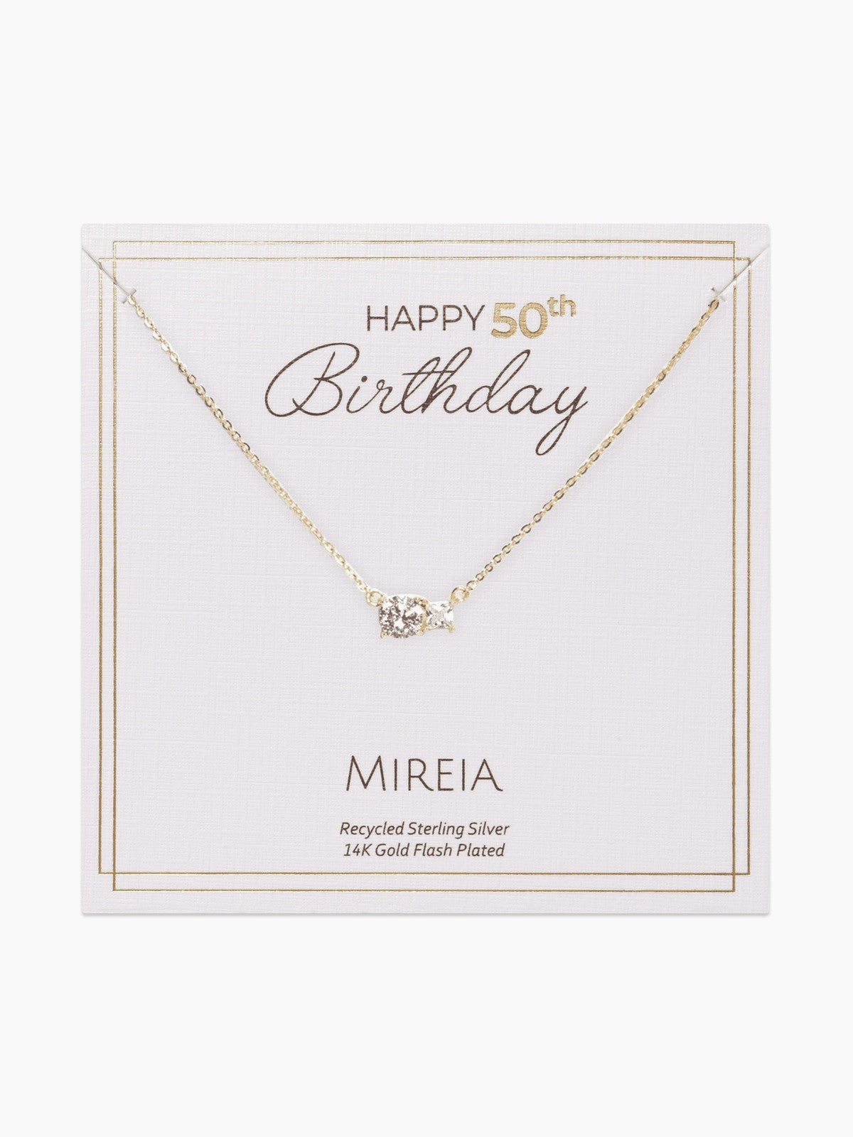 Paired Prong Set CZ Necklace - 50th Birthday