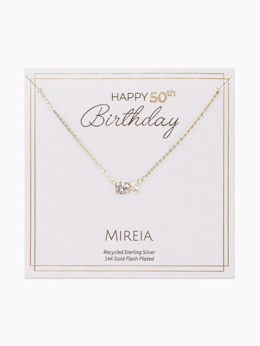 Paired Prong Set CZ Necklace - 50th Birthday