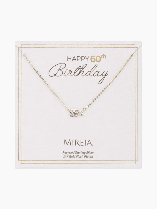 Paired Prong Set CZ Necklace - 60th Birthday