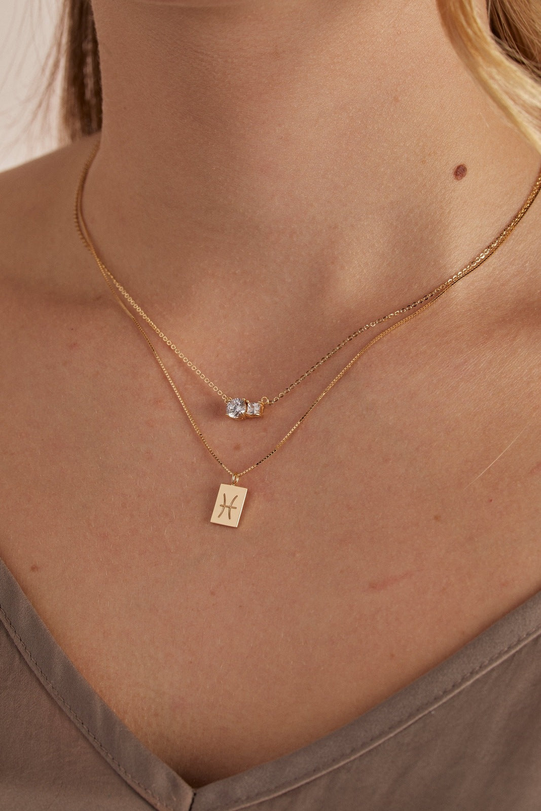 Paired Prong Set CZ Necklace - 30th Birthday