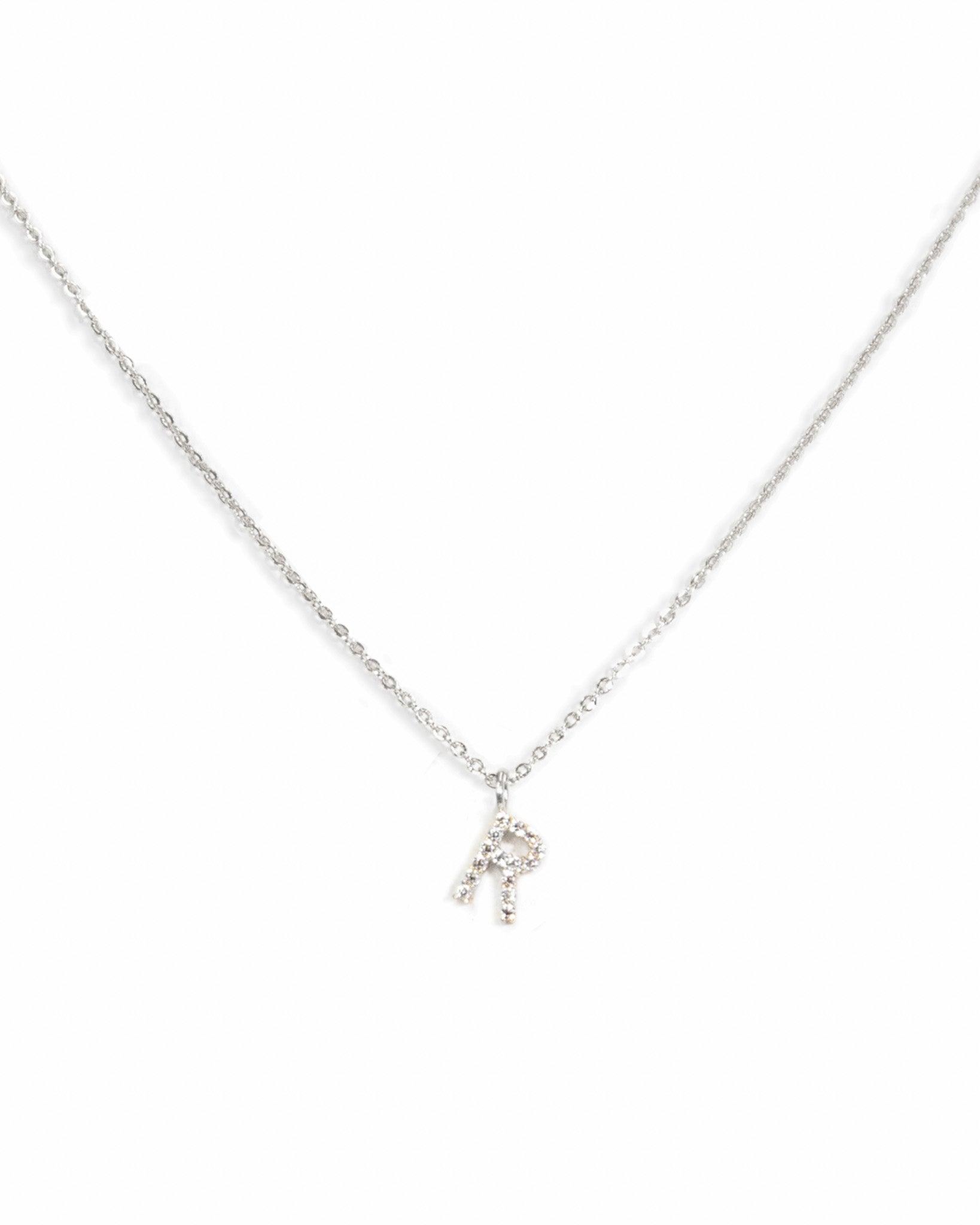 Pavé Initial Necklace - Silver