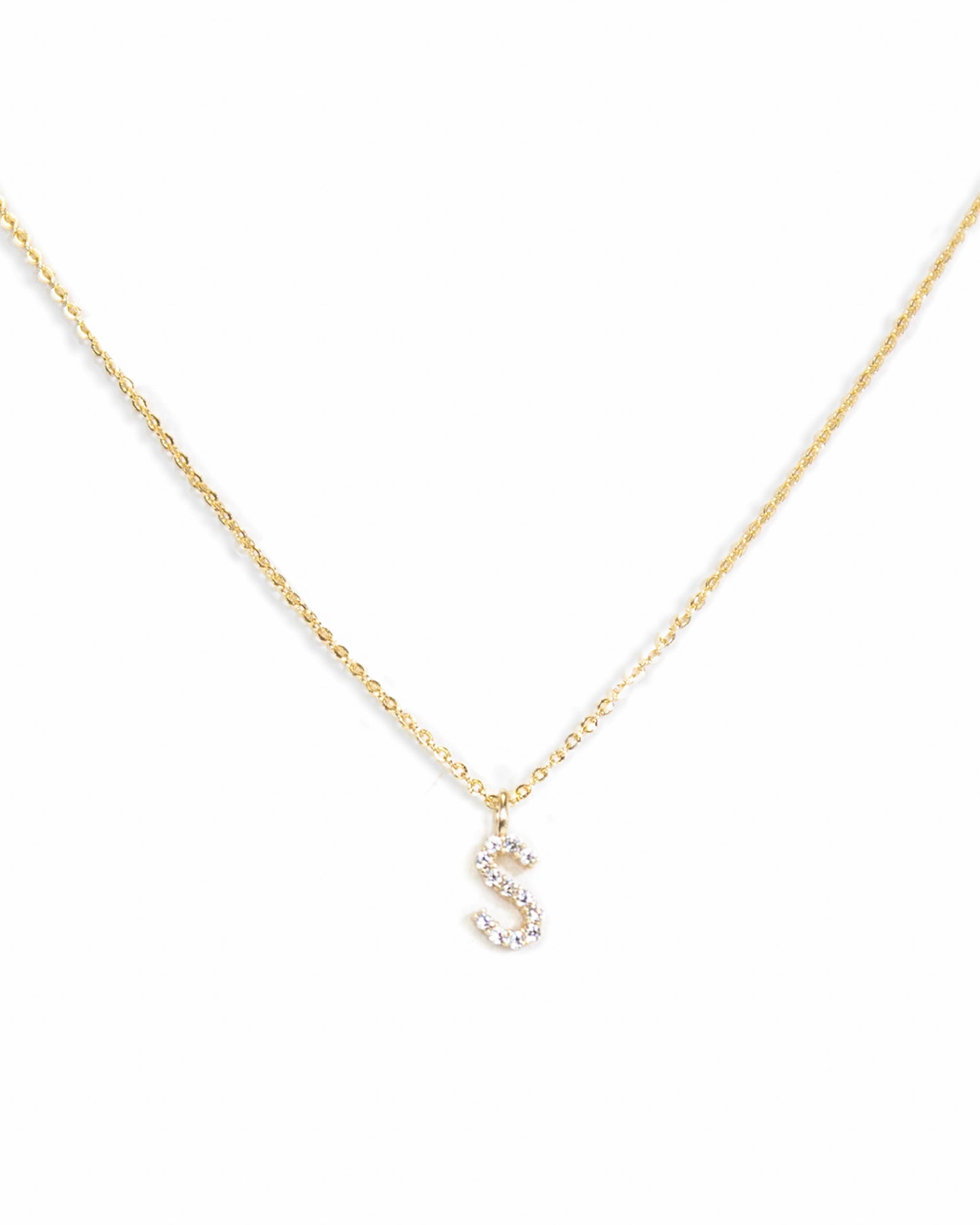 Pavé Initial Necklace - Gold