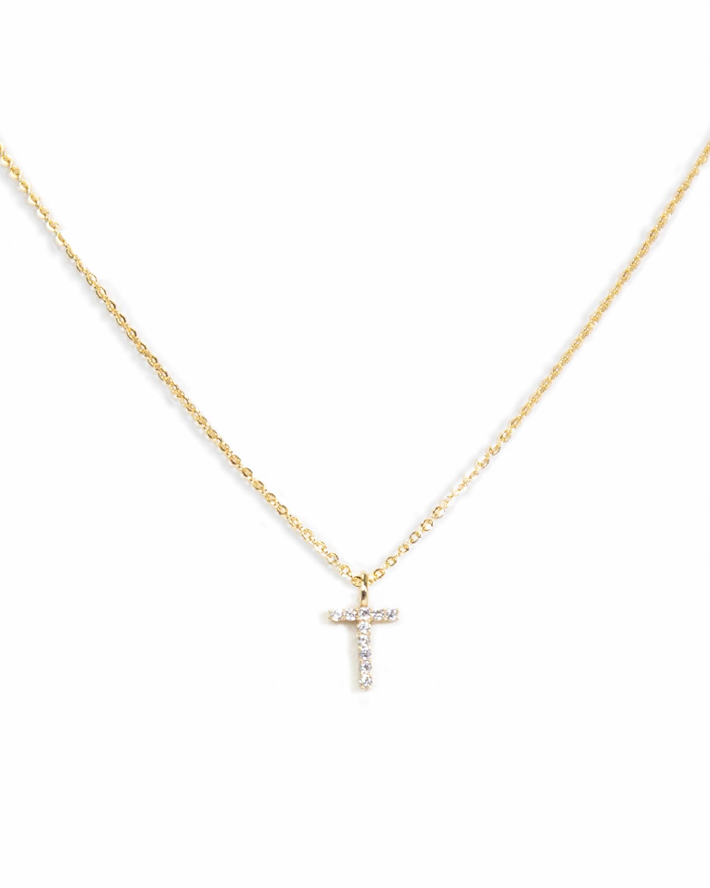 Pavé Initial Necklace - Gold