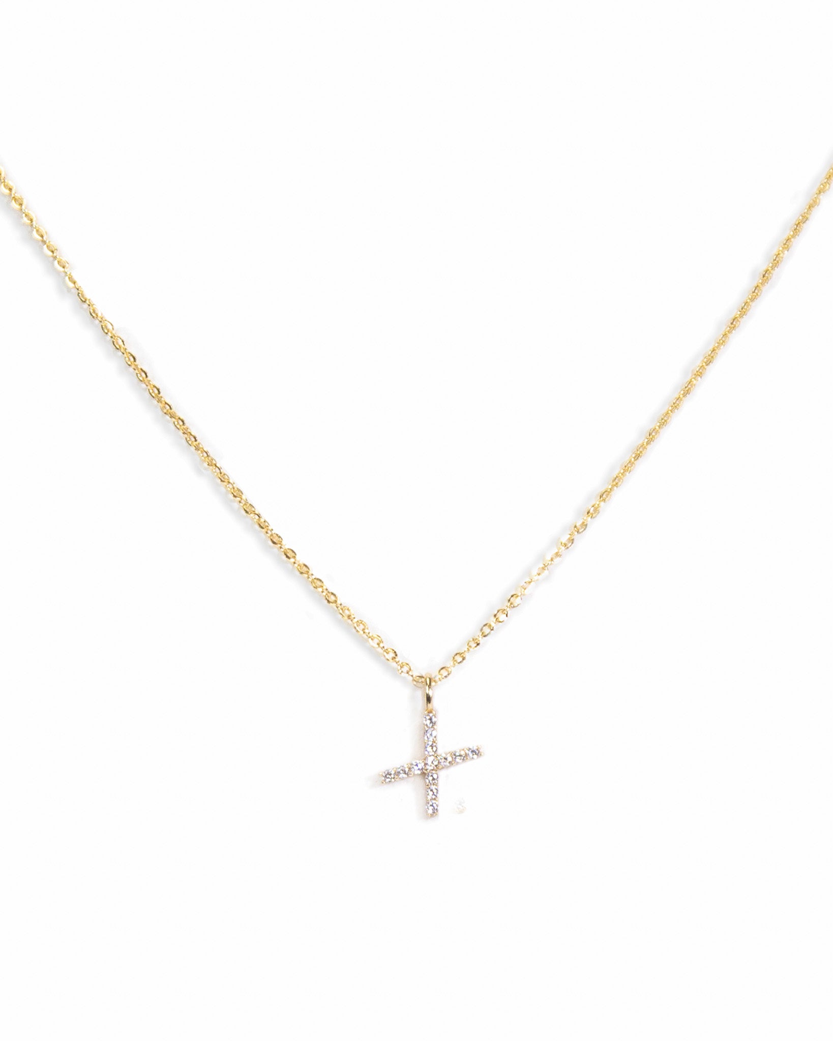 Pavé Initial Necklace - Gold