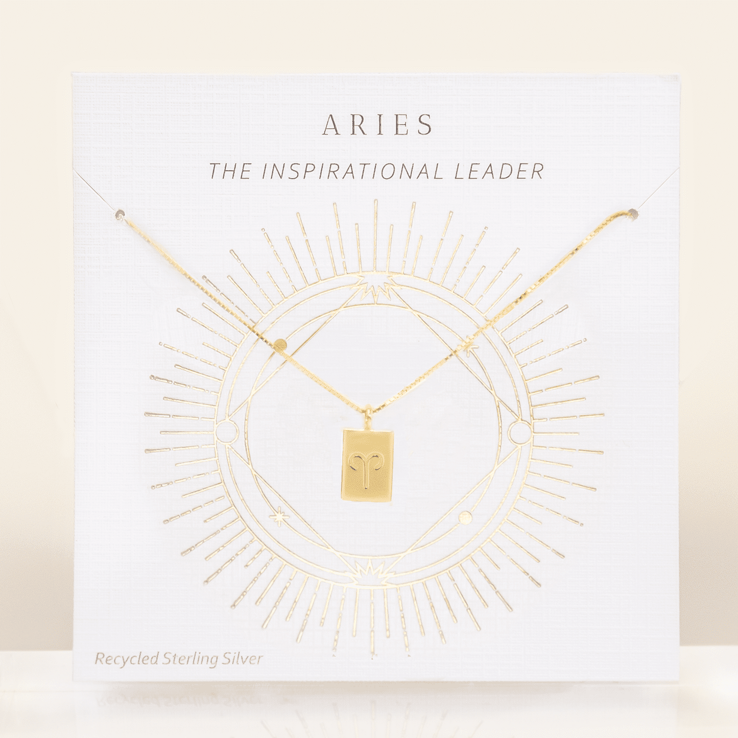 Aries Gold Zodiac Tag Necklace
