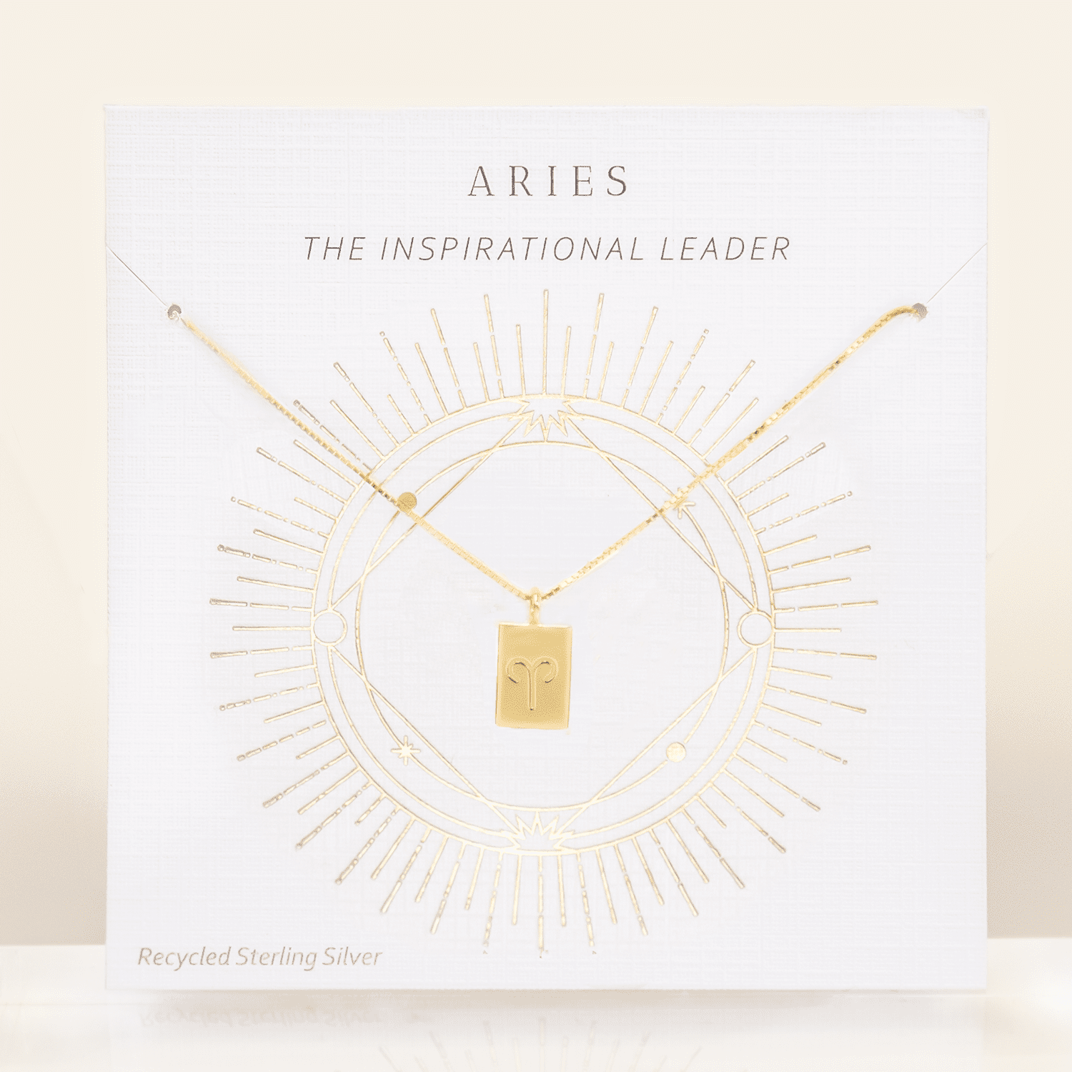 Aries Gold Zodiac Tag Necklace